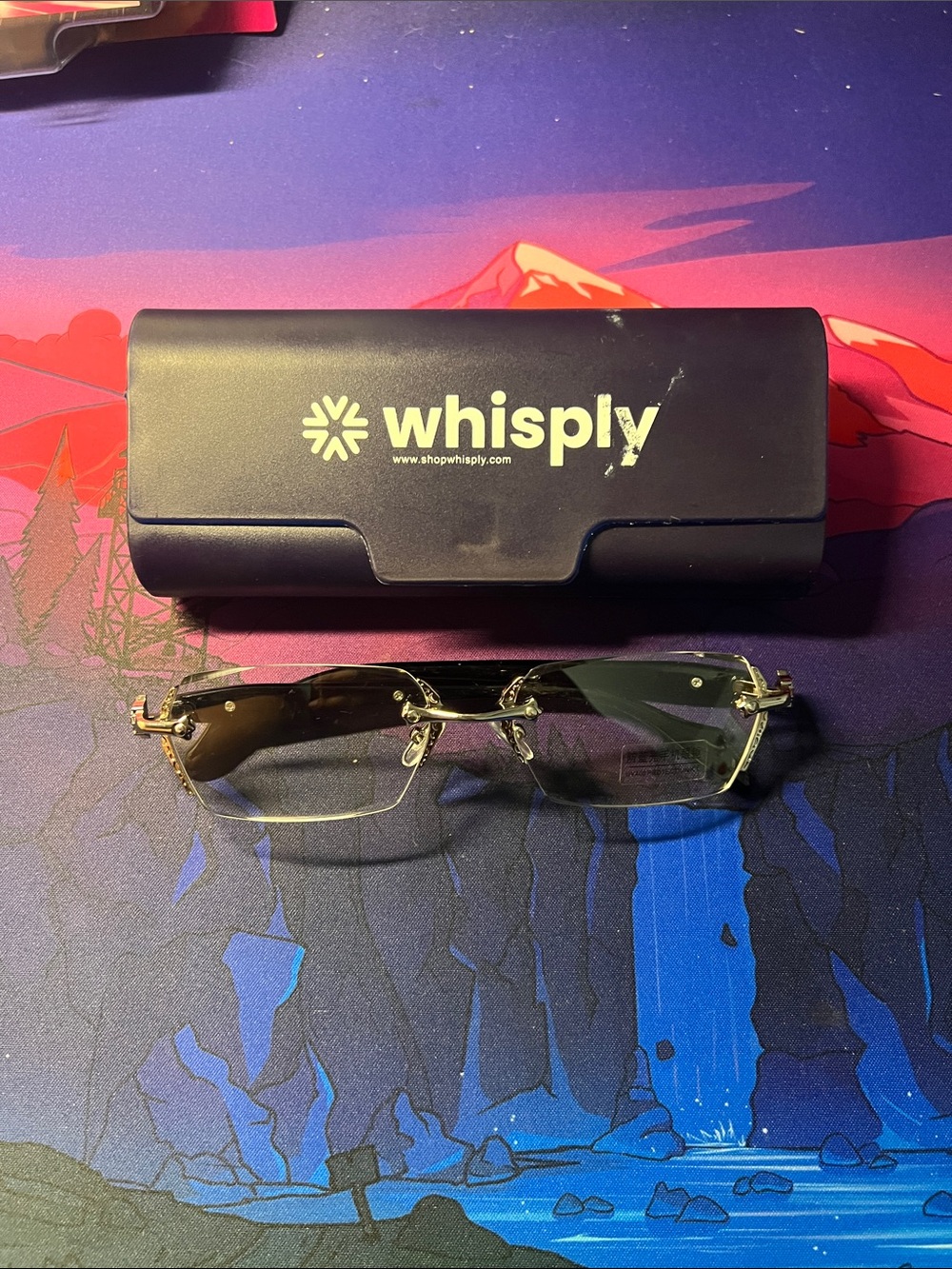 Whisply Rimless Men's Sunglasses - Silver and Black Frame, Clear Lenses
